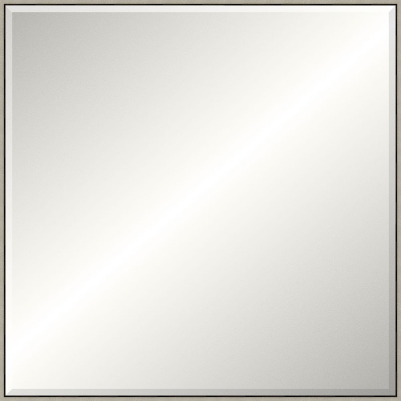 Floater 1 Solid Wood Beveled Mirror, 37.25" x 37.25", Gray, Square