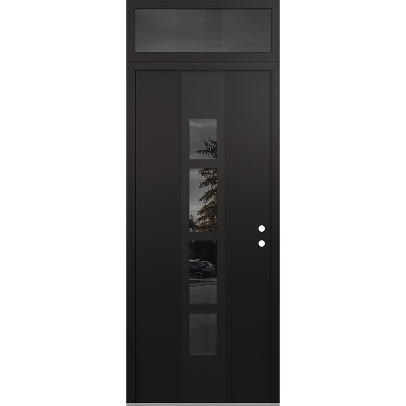 Porte d'entrée pré-suspendue Diamond A10, S'ouvre à gauche vers l'intérieur, Noir / noir / miroir
