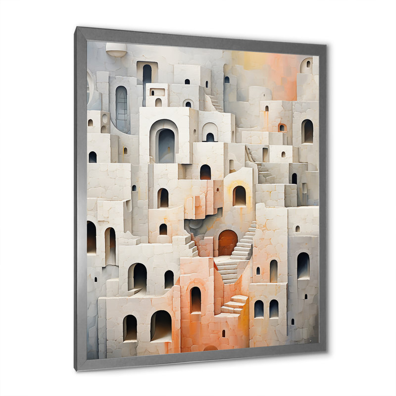 Minimalisme des forteresses I sur toile, H 32 po x l 16 po x P 1 po, Cadre simple argenté