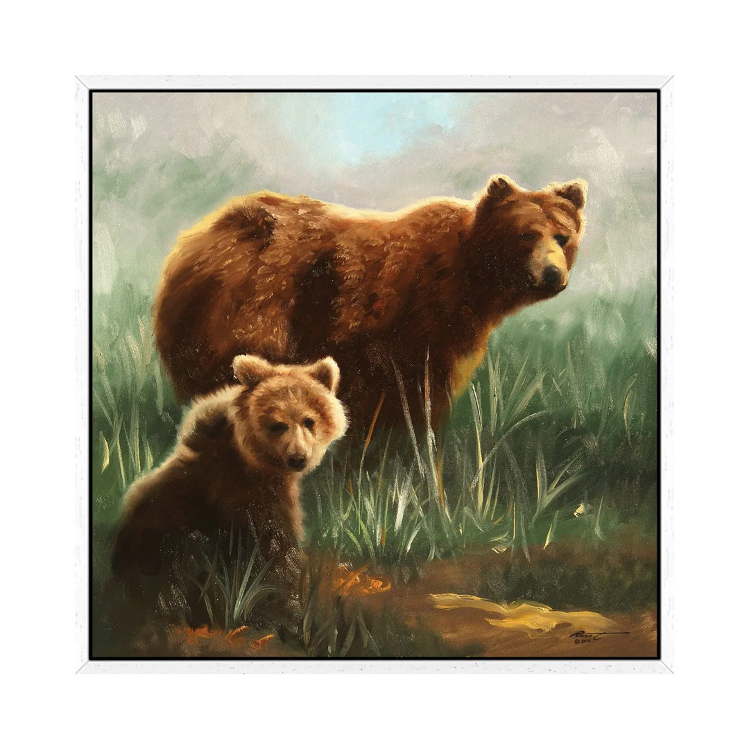 Brown Bears In Grassy Field von D. "Rusty" Rust - Gallery-Wrapped Canvas Giclée