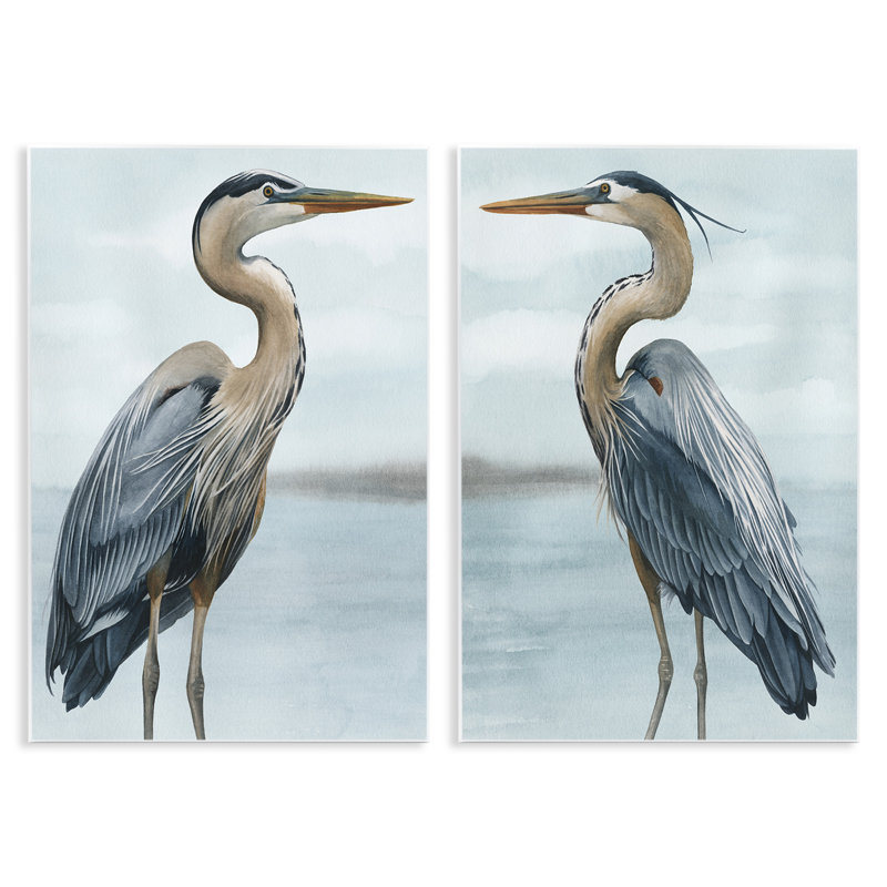 Stupell Industries Detailed Heron Bird Duo 2 Piece Framed Giclee Art Set Design By Grace Popp, H 19 po x l 13 po x P 0,5 po