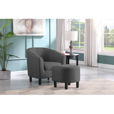 Eliza Upholstered Barrel Chair with Ottoman