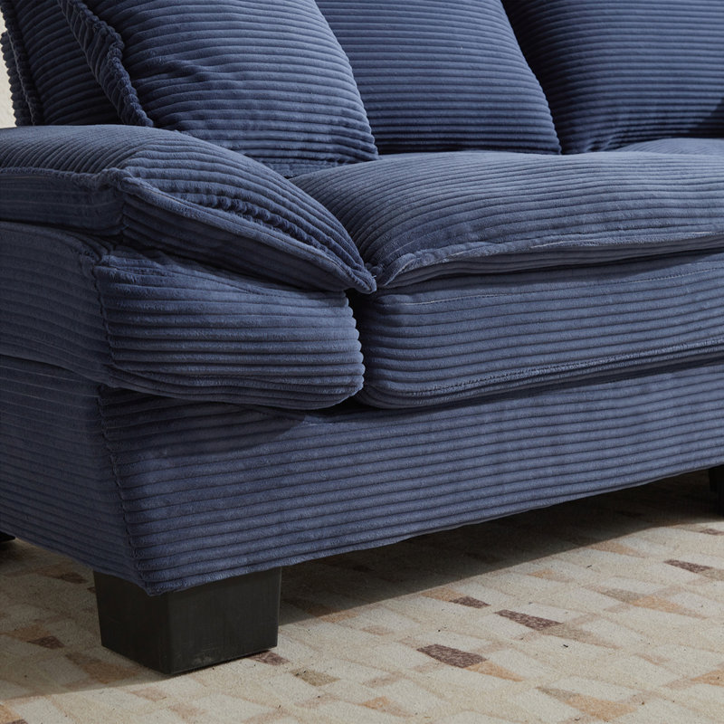 Canapé avec coussins Corduroy, Bleu