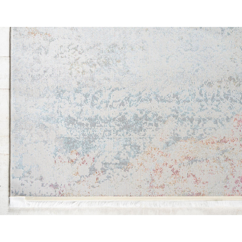 Tapis contemporain Mulvihill couleur crème, Tapis de couloir 2 pi 7 po x 13 pi