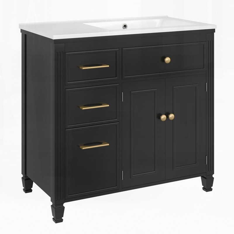 Meuble-lavabo 36 po avec lavabo, Noir