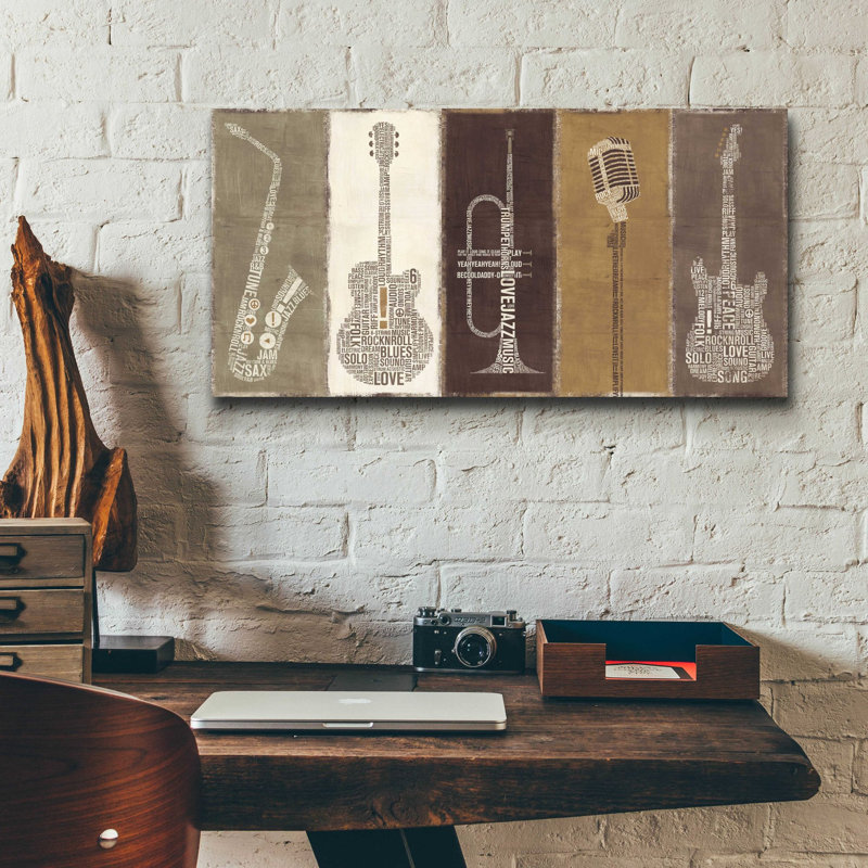 Alcott Hill 'Type Band Neutral Panel' by Michael Mullan, Acrylic Glass Wall Art, 24"x12", 12" H x 24" W