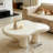 Cloud Coffee Table, 47.24" Warm White Irregular Cute  Wood Round Corner Center Table with 4 Legs, Modern Thicken Indoor Tea Table, Cartoon End Table for Living Room Bedroom 