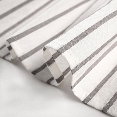 Cantonnière plissée rayée en lin et coton gris avec boutons noix de coco pour cuisine, salon, chambre à coucher, salle de bain, l 52 po x L 18 po