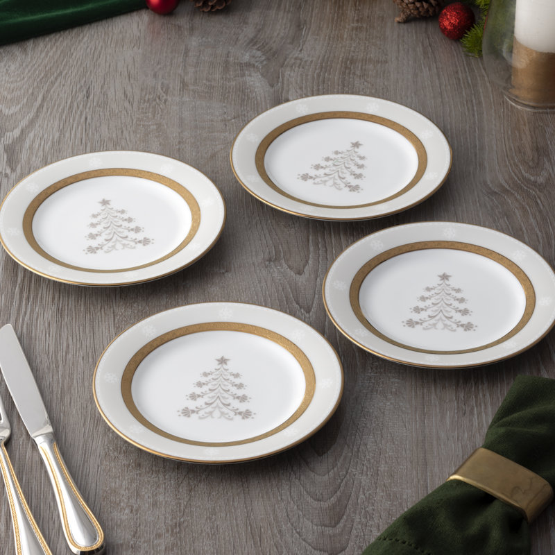 Noritake Charlotta Gold Holiday Tree Appetizer Plates, 6-1/4"