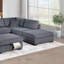 Ensemble de 3 coussins rembourrés et rembourrés à dossier large en tissu velours côtelé gris foncé-1283437891