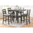 Classic Counter Height 5Pc Set Square Dining Table W Shelves Cushion Seat Ladder Back High Chairs Solid Wood
