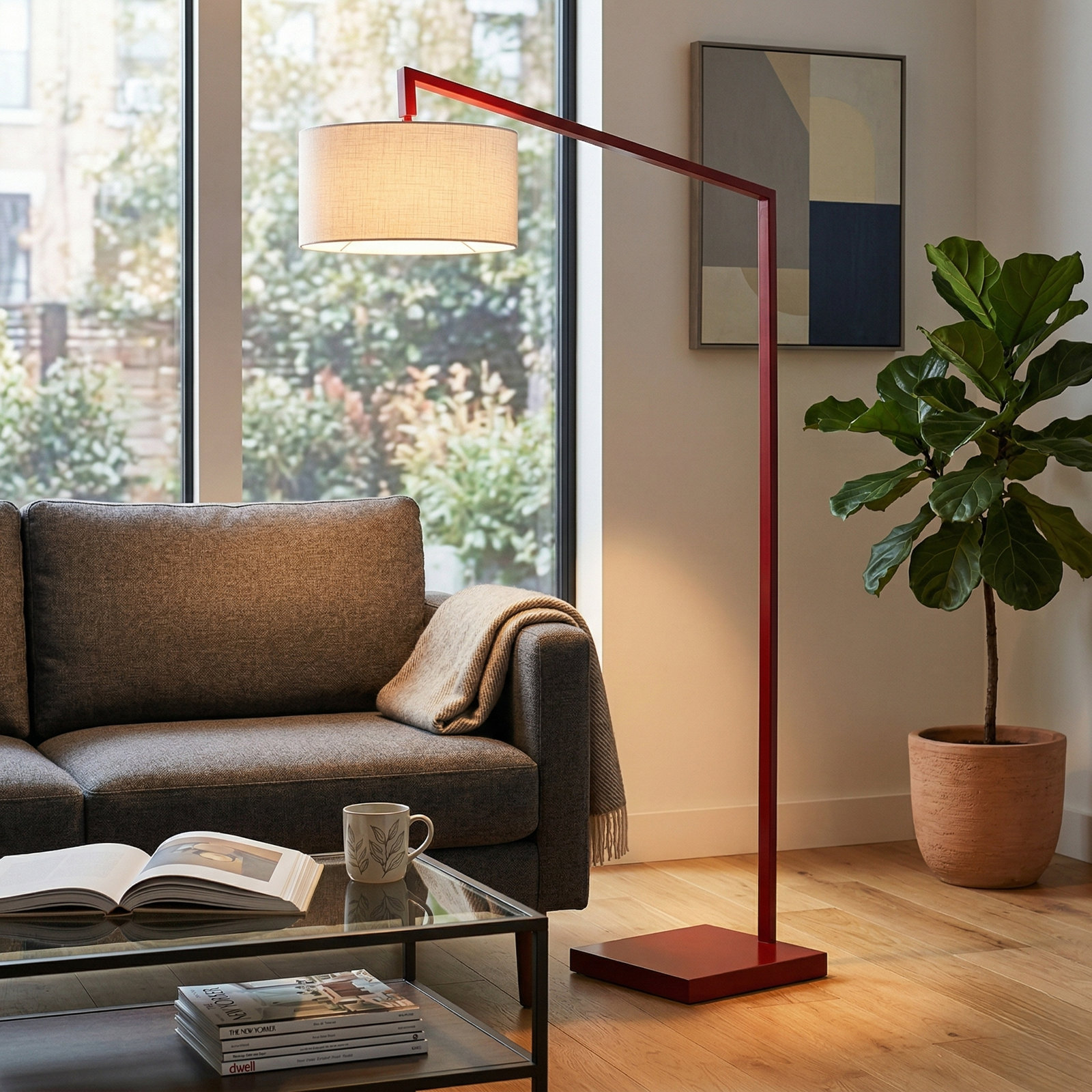 Stretch 75" Linen Floor Lamp