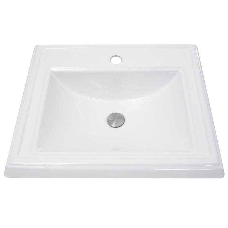 Nantucket Sinks Great Point 18.25'' Vitreous China Rectangular Bathroom Sink with Overflow, White, Single
