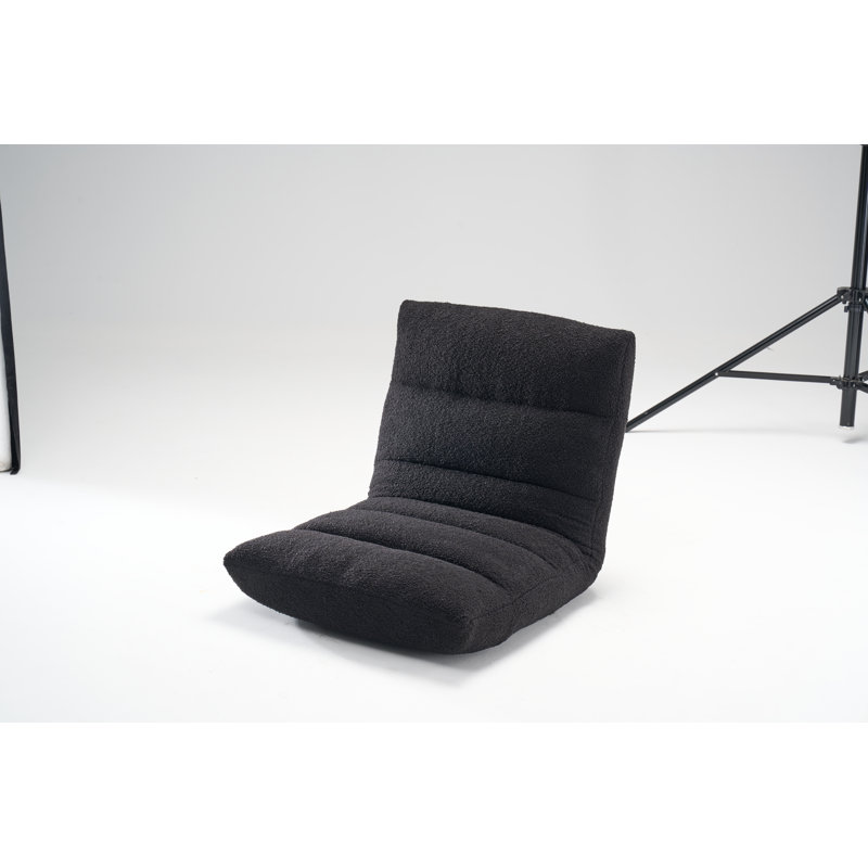 Chaise de plancher pliante de 41,5 po avec dossier réglable à 14 positions et revêtement en velours de peluche, Noir