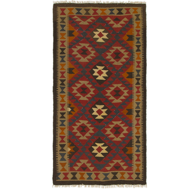 Tapis zone en laine 3 pi 5 po x 6 pi 7 po one-of-kind noué la bourgogne Lorain