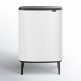 Brabantia Bo Hi Touch Top Dual Compartment Recycling Trash Can, 2 x 8 Gallon (16 Gallon Capacity)