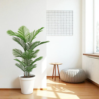 Artificial Areca Palm Plant, Set Of 2 - 5.2Ft Tall Faux Dypsis Lutescens Trees In Pots For Indoor Or Outdoor Decor