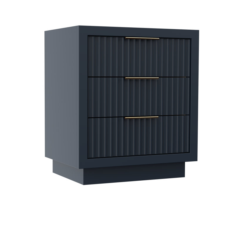 Lecrieú Three-Drawer Single Bath Vanity, 30", Hague Blue, Champagne Bronze