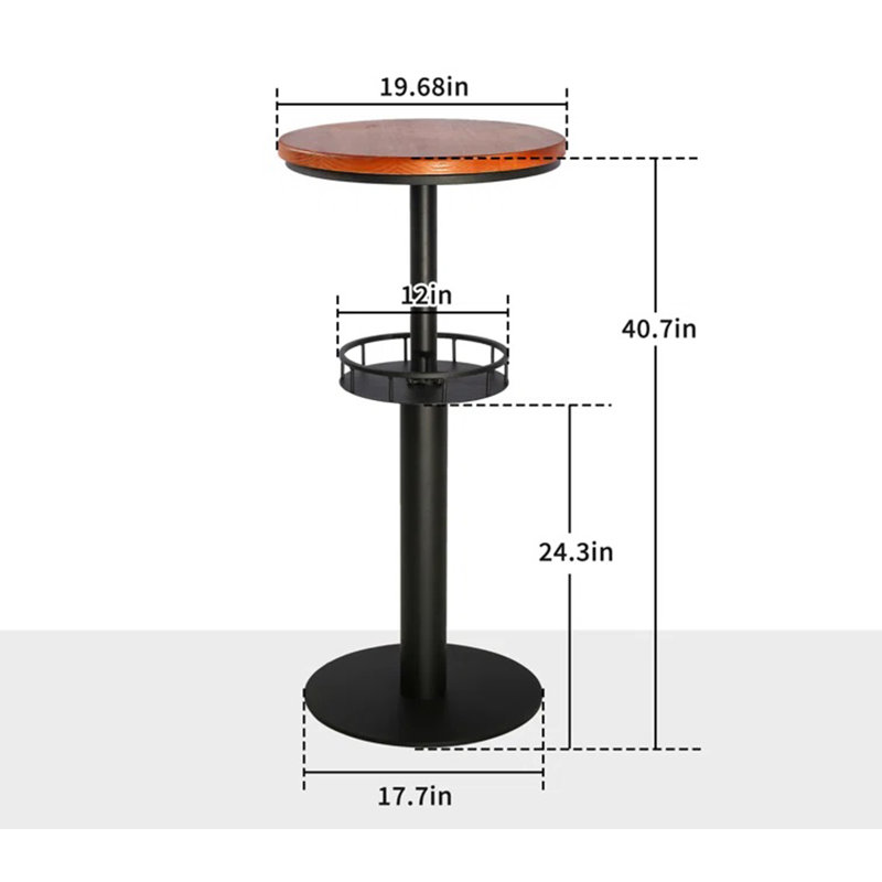 Table de salle à manger ronde 19,68 po Ineson, Brun, Noir