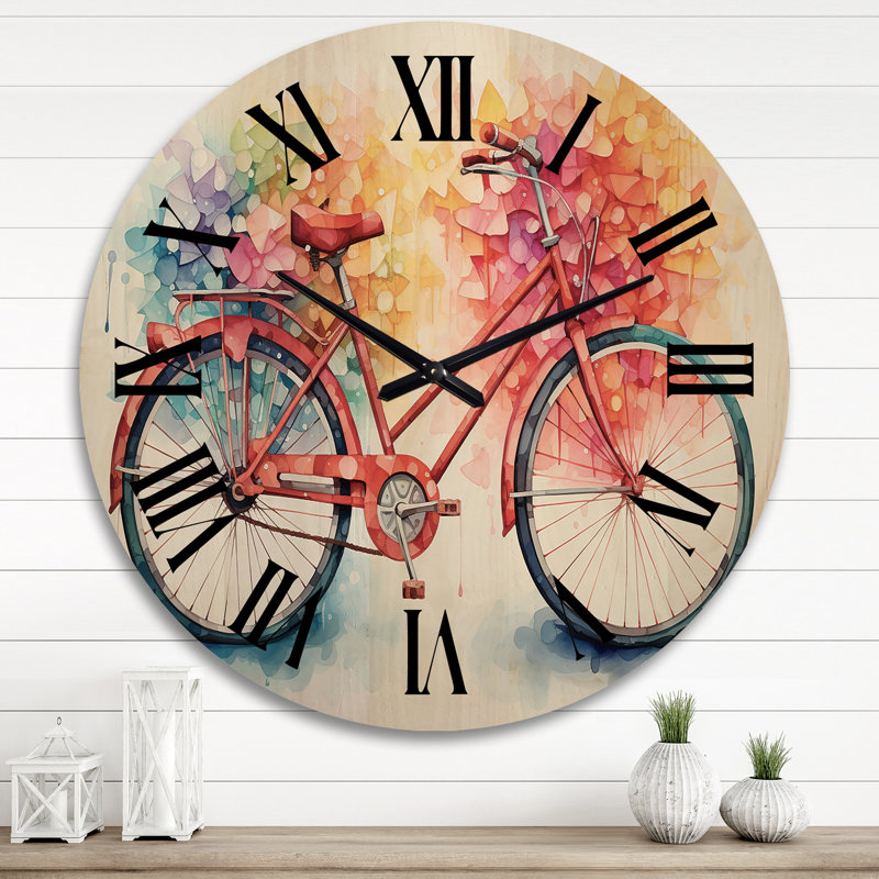 Horloge murale surdimensionnée en bicyclette avec pédales harmonieuses Pointillism II, Très grand