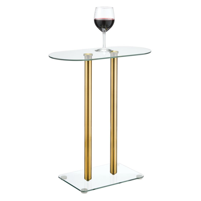 iDesign Oval Pedestal Drink Table for Small Spaces