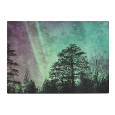 Tempered Glass Northern Lights over the Forest Chopping Board