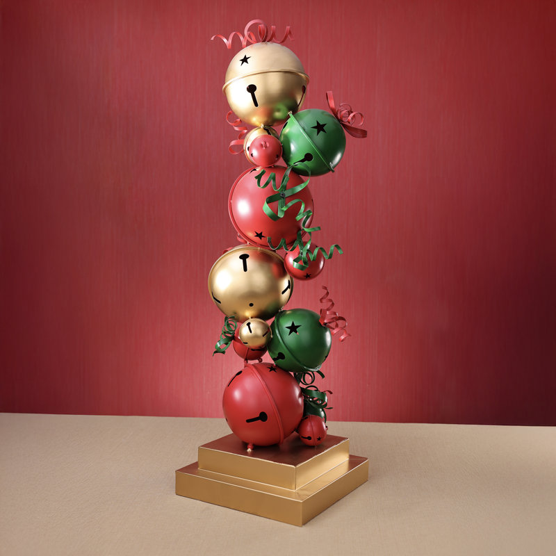 Décoration de table de Noël en métal, clochettes empilées, 122 cm (48 po)