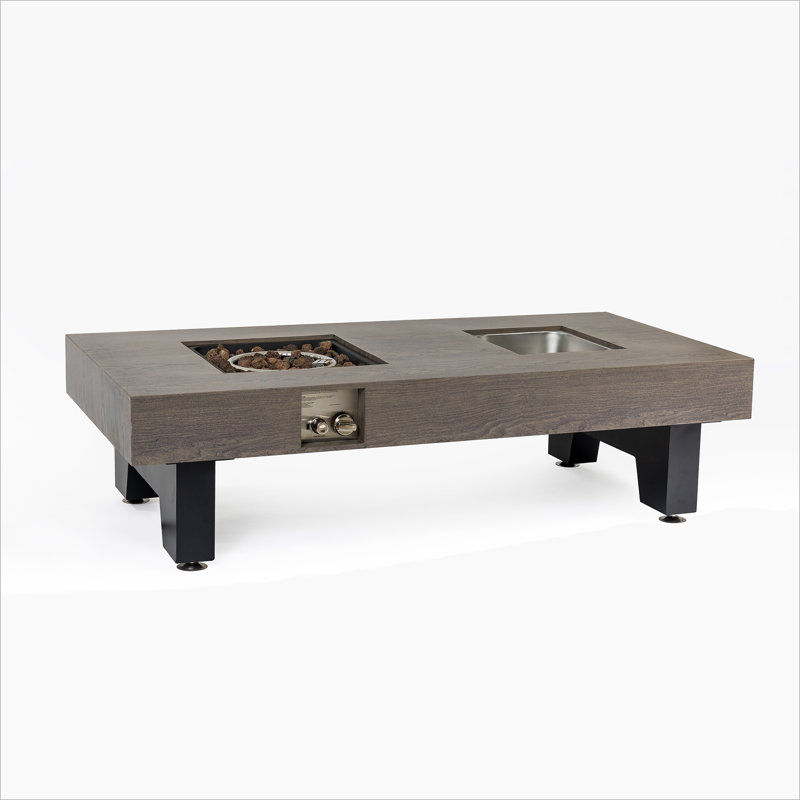 42_inch  Iron Fire Pit Table Wood Fire Pit, 11.42" H x 41.73" W x 20.08" D, Gray