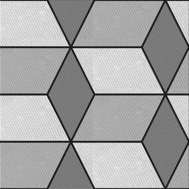 Tapis gris/blanc tissé à la machine, Carré 4 pi