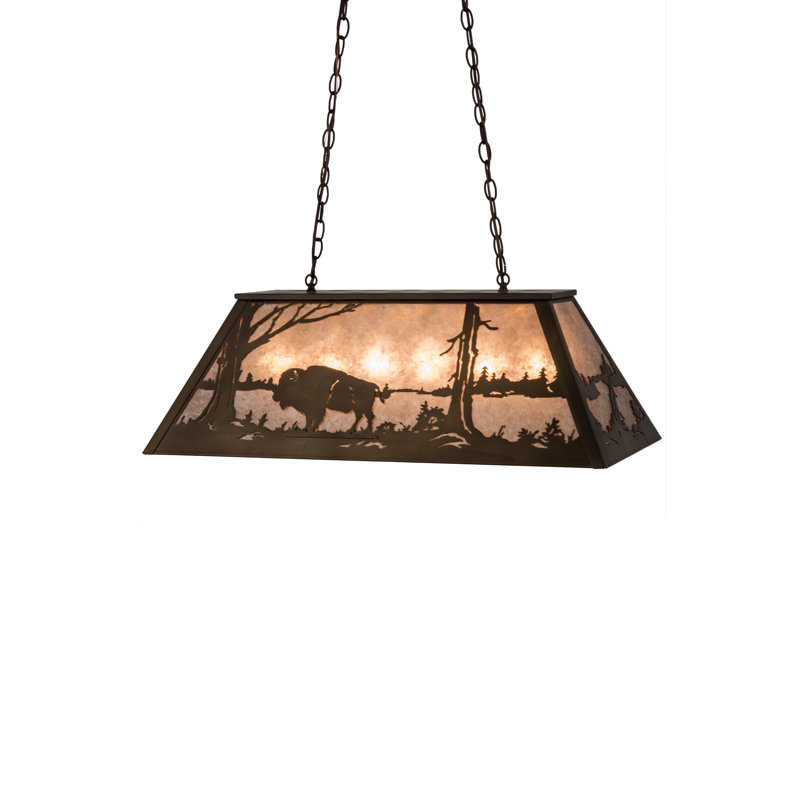 Rustic Lodge 6 - Light Pendant, Antique Copper, Silver, 11" H x 33" W x 17" D