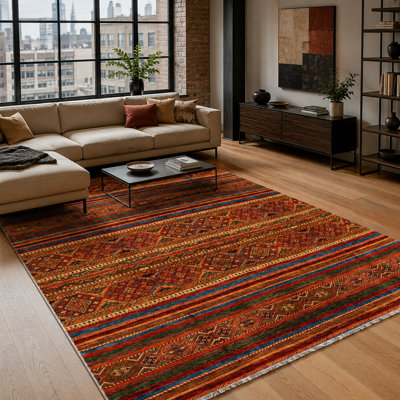 Vintage Look Cotton and Chenille Flatweave Area Rug