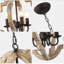 Lustre rustique en bois à 4 lumières 16 po, lustre rustique géométrique pour le salon, le couloir-409166607