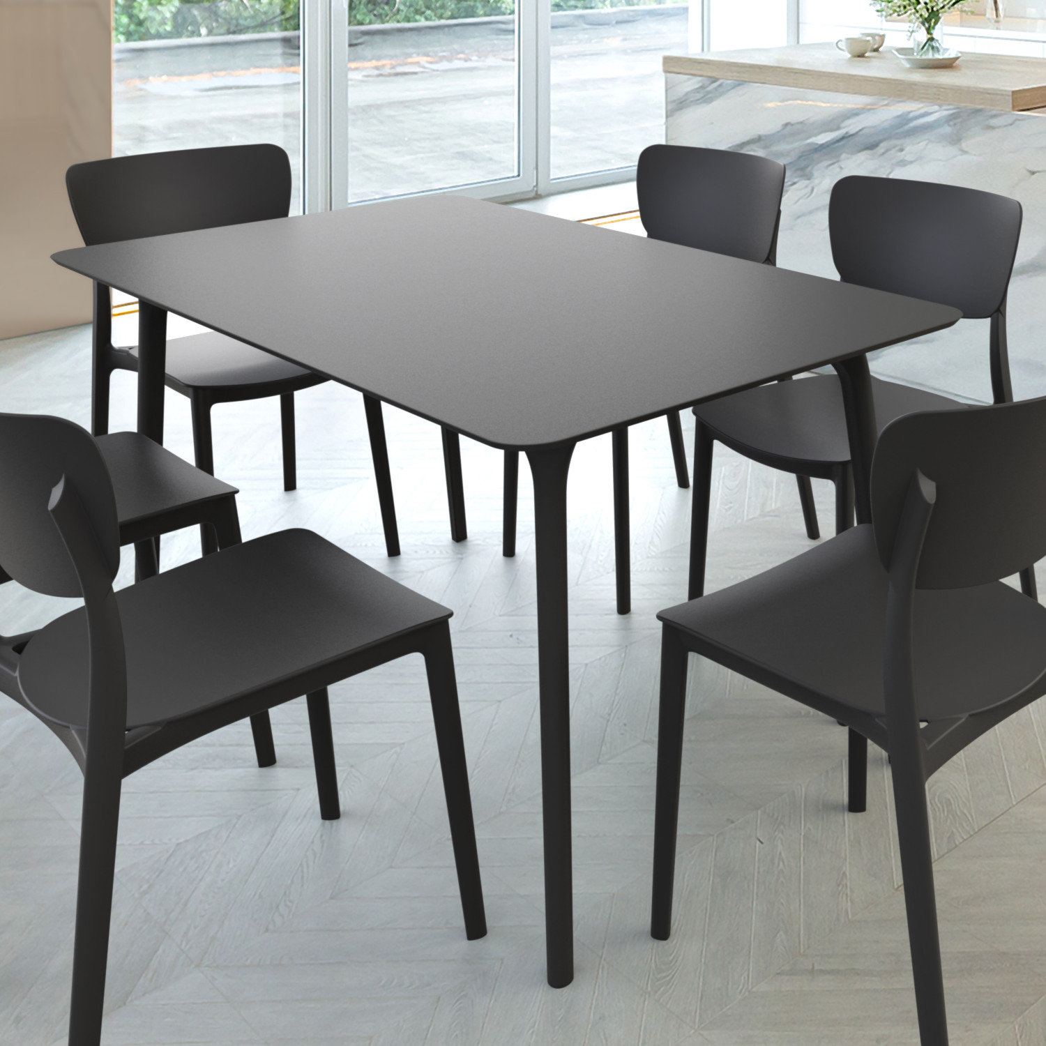 Burt Patio Dining Table, Black