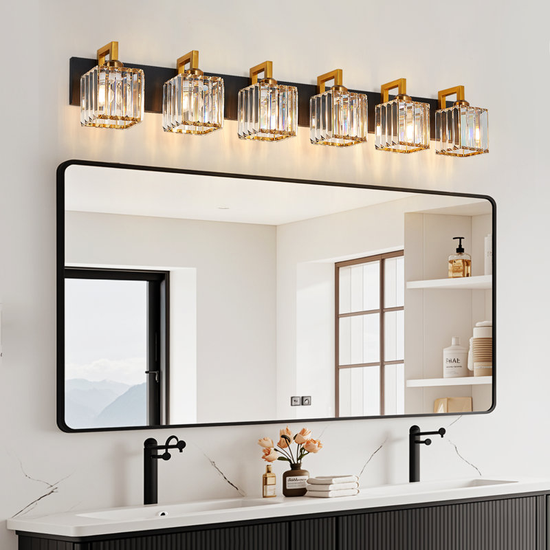 Kyneisha Vanity Light, Black/Gold, 6 Lights