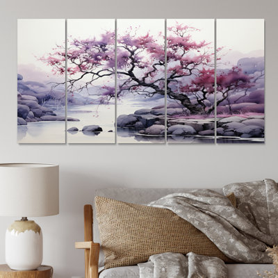" Purple Tree Dusk Symphony Landscape II " 5 - Pieces