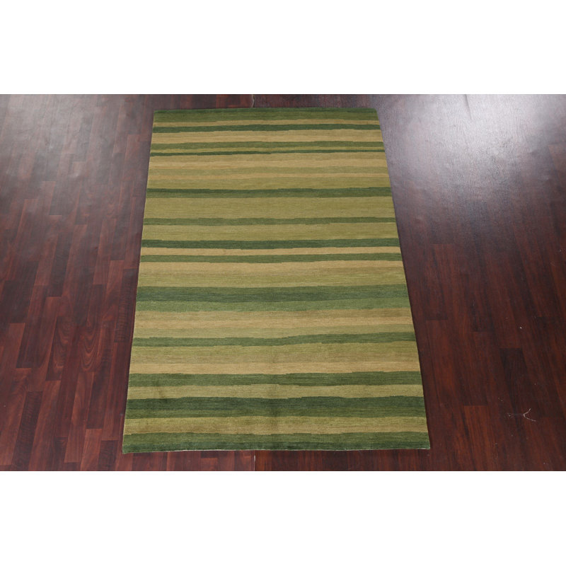 Tapis népalais moderne à motif végétal noué à la main 5 x 8