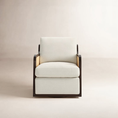Marlowe Upholstered Natural Cane Swivel Armchair