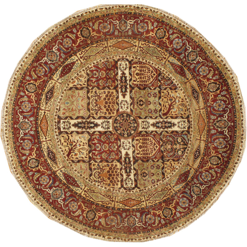 Tapis rouille / brun / gris Tabriz, Rond 6 pi x 6 pi