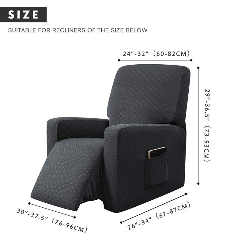 Box Cushion Recliner Slipcover, Grey