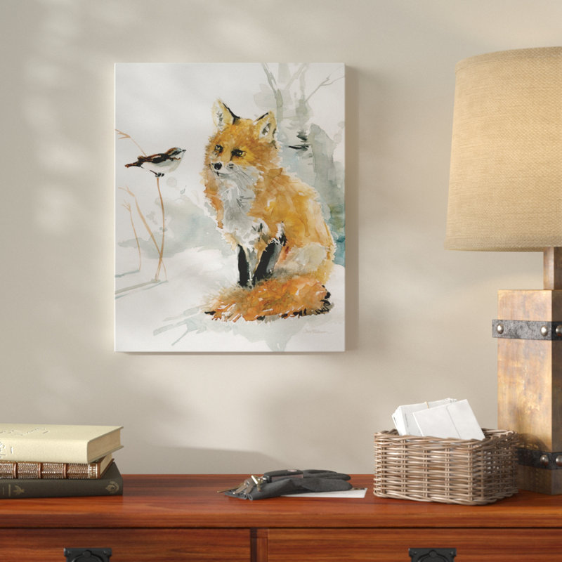 «Fox and Friend», reproduction de peinture à l'huile sur toile tendue, H 16 po x l 20 po x P 1,5 po