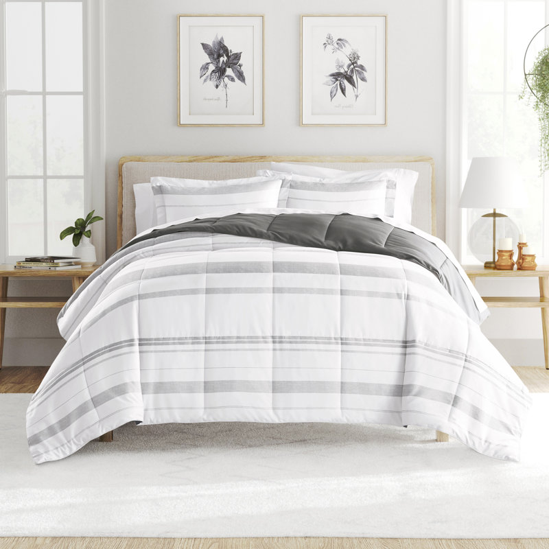 Gray Twin Reversible Down Alternative Microfiber Comforter Set