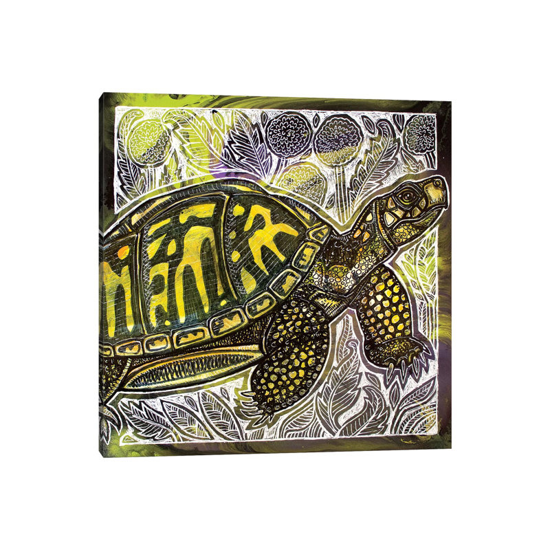 Box Turtle And Dandelions by Lynnette Shelley - Wrapped Canvas Painting, 45.72 cm H x 45.72 cm W x 1.91 cm D