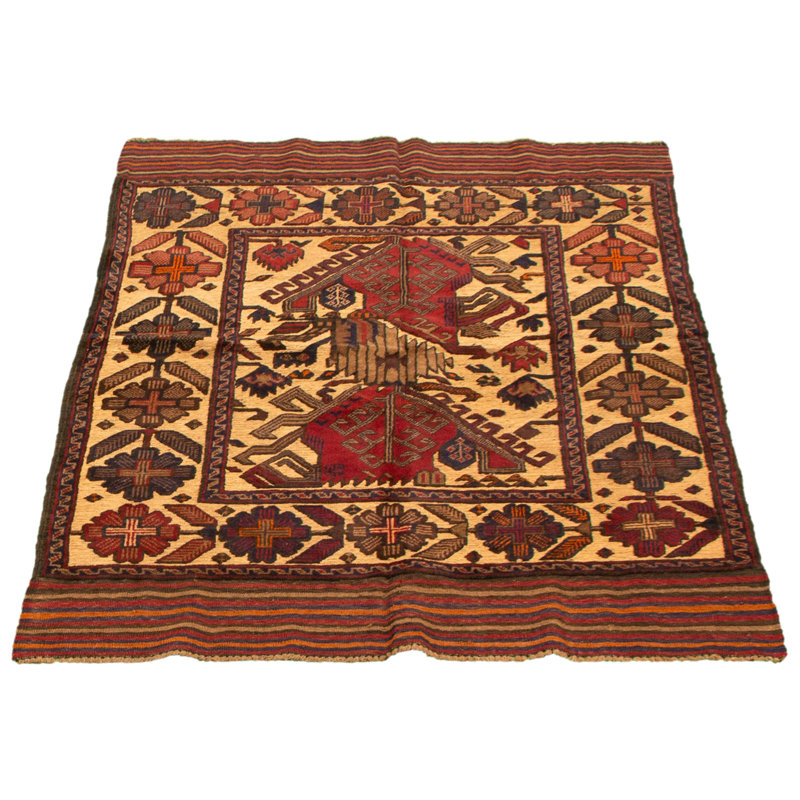 Tapis décoratif en laine noué à la main de conception unique 4 pi 1 po x 6 pi Caylyn New Age
