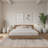 Satori Queen Size Low Profile Platform Bed With Headboard, Brown Oak-894578511-894578509