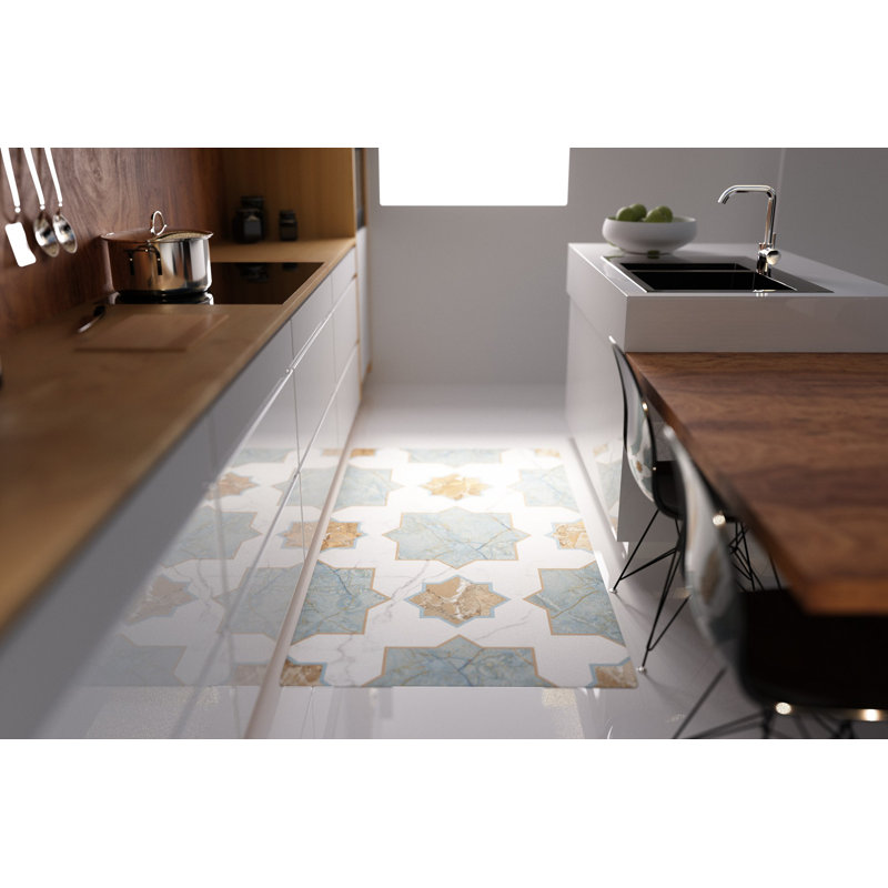 Moorish Vinyl Floor Mat, 190cm L x 67cm W