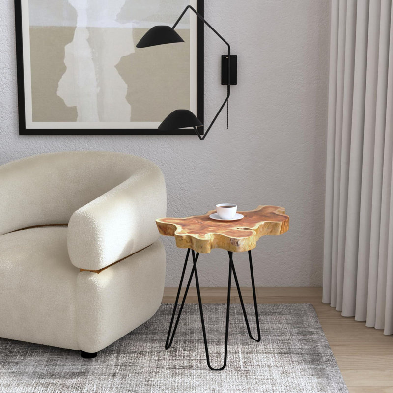Gilmer Teak Wood Hairpin Legs End Table