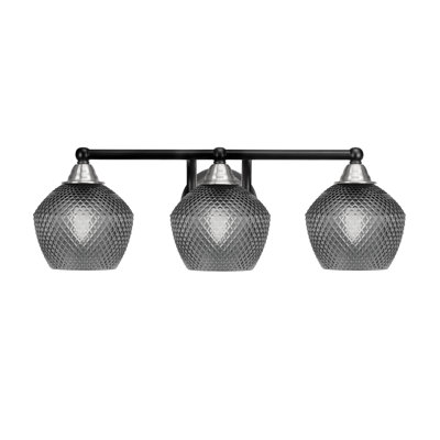 Barre d'éclairage de salle de bain 3 lumières Mukkesh noir mat et nickel brossé 6 po