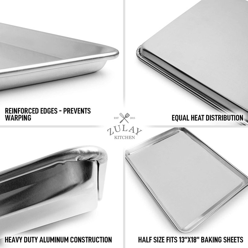 Zulay Kitchen Aluminum Baking Pan - Large 18"x13"x1"