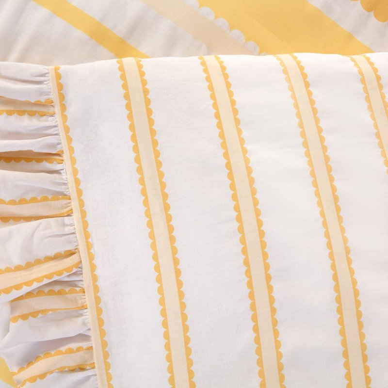 Cotton Blend Striped Duvet Cover Set, King, Yellow