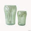 Ensemble de 2 vases décoratifs en verre vert avec motifs de visage